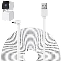 25FT/7.5M Power Extension Cable Compatible with WYZE Cam Pan V3, 90 Degree Micro USB Extension Charging Cable for Your WYZE Cam Pan V3 Continuously, L-Shaped Flat Power Cord-White