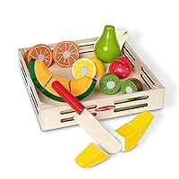 Cutting Fruit Set - Wooden Play Food Kitchen Accessory, Multi - Pretend Play Accessories, Wooden Cutting Fruit Toys For Toddlers And Kids Ages 3+