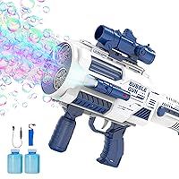 Bubble Guns Automatic with Build-in Bubble Solution (4.4 oz), 3 Fans Drive 6X Lens Bubble Blower Machine, Cool Favors for Summer Ourtdoor Party Birthday Wedding Toy (Navy)