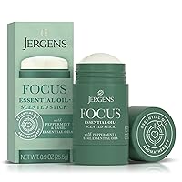 Jergens Focus Essential Oil-Scented Stick, Aromatherapy Stick Crafted with Peppermint and Basil Essential Oils, 0.9 Oz