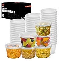SQUATZ 50 Microwavable Food Container - 16oz Translucent Meal Box Storage with Lids, Ideal for Storing Soups, Condiments, Sauces, Dressing, Salads, Fruit, Baby Food, Healthy Snacks, and Leftovers