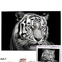 Black and White Tiger Puzzles Personalized Puzzle 1000 Pieces Jigsaw Puzzles from Photos Picture Puzzle for Adults Family (29.5