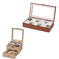 Watch Box Case Organizer Display Storage with Jewelry Drawer for Men Women Gift, Walnut Wood 9B9G4T66 9S65SNS1