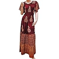 Autumn Red Brown 3 Tier Long Dress Batik Gypsy Boho Size 12-20