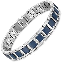 RainSo Mens Women Titanium Steel Magnetic Bracelet Lacquer Design Couple Bracelet Adjustable with Gift Box (Lacquer Blue M)