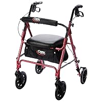 Carex Rollator Walker with Seat - Height Adjustable Adult Walker with Seat and Wheels, - Supports up to 250 lbs 1 Count (Pack of 1)