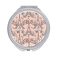Paris Tower Bicycle Compact Mirror for Purse Round Portable Pocket Makeup Mirrors for Home Office Travel