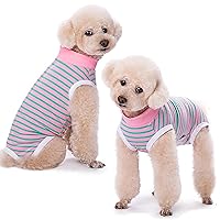Recovery Suit for Small Dogs Cats After Surgery, Pet Surgical Onesie Stripe Puppy Recovery Shirt Anti-Licking Pet Abdominal Wound Protector Dog Snuggly Suit E-Collar Alternative Post-Operative Clothes