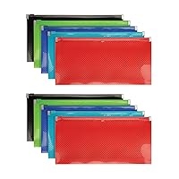 Oxford Plastic Zip Envelopes, Expanding Poly Zipper File, Check Size for Small Documents, 1-1/4 Inch Expansion, 5 Translucent Colors, 10 Pack (52012)