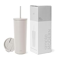 Simple Modern Insulated Tumbler with Lid and Straw | Iced Coffee Cup Reusable Stainless Steel Water Bottle Travel Mug | Gifts for Women Men Her Him | Classic Collection | 24oz | Almond Birch