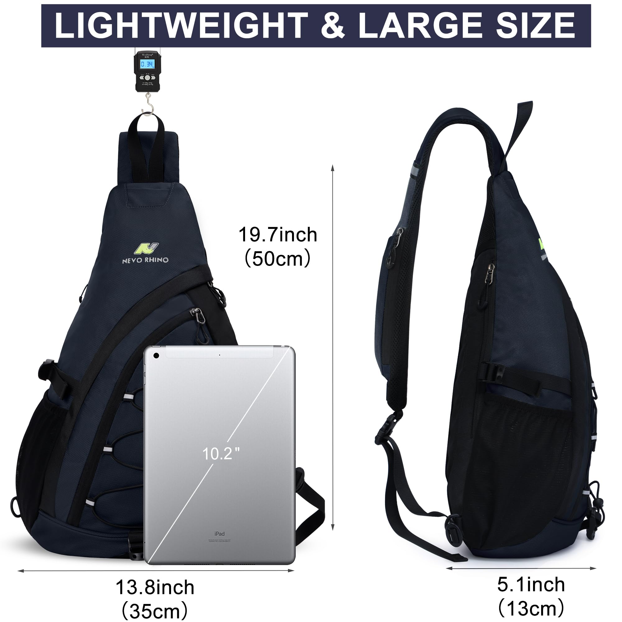 N NEVO RHINO Sling Bag Crossbody Sling Backpack,Casual Shoulder Bag for Men,Women Hiking Daypack,Outdoor,Travel