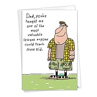 NobleWorks - Happy Father's Day Greeting Card Funny - Humor for Dad or Stepdad, Notecard with Envelope - Valuable Lesson C1542FDG