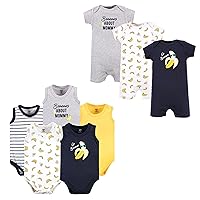 Hudson Baby unisex-baby Cotton Bodysuits and Rompers, 8-piece
