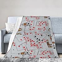 Deck of Scattered Playing Cards Fleece Blanket -Twin Extra Long Blanket-Lightweight Blanket for Bed, Sofa, Ultra Soft Warm Blanket 40