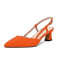 WAYDERNS Womens Slim Adjustable Strap Buckle Suede Pointed Toe Business Formal Kitten Low Heel Pumps Shoes 2 Inch