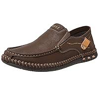 CAMEL CROWN Mens Casual Loafers Slip On Shoes Leather Flexible Walking Shoes for Men Hiking Driving(Black,Brown,Size 7-12)