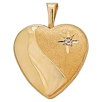 Sterling Silver Yellow High Polished and Satin Starburst 16mm Heart Locket Pendant