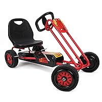Rocket Pedal Go Kart - Red | Pedal Car | Ride On Toys for Boys & Girls with Ergonomic Adjustable Seat & Sharp Handling, Ages 4+ (U918002), Large