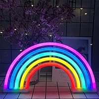 Rainbow Shape Neon Light Signs Wall Decoration USB Charging/Battery Night Sign LED Neon Decor Sign for Dorm Room Bedside Table Christmas Party Birthday Party Wedding Kids Room Kids Gift