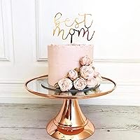 6 PCS Happy Mother's Day Cake Topper Best Mom Ever Cake topper Acrylic Mirror Cake topper Decorative Party Cake Decoration for Mother's Day(Gold)