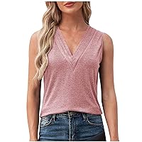 Basic V Neck Tank Top for Women Summer Casual Soft Sleeveless T-Shirts 2024 Comfy Solid Blouses Daily Home Clothes