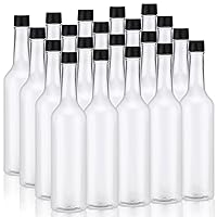 20 Pcs 15 oz Long Neck Bottle Empty Wine Bottles Clear Liquor Bottles with Screw on Caps Reusable Coquito Bottles for Drinks Condiment DIY Craft Bottle Decoration (Black,Plastic)