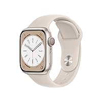 Apple Watch Series 8 [GPS + Cellular 41mm] Smart Watch w/Starlight Aluminum Case with Starlight Sport Band - S/M. Fitness Tracker, Blood Oxygen & ECG Apps, Always-On Retina Display, Water Resistant