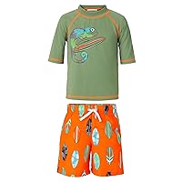 Saint Eve Toddler and Kids Rash Guard Swimsuit - 2-Piece Swim Trunks and Swim Shirt Set for Boys - UPF 50 Sun Protection
