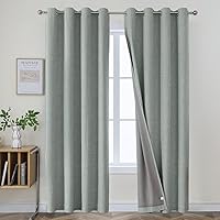 Joydeco Sage Green Curtains Blackout 96 Inch Long, Linen 100% Black Out Curtains for Bedroom 2 Panels Set, Thermal Insulated Grommet Room Darkening Curtains for Living Room (52x96 inch, Sage Green)