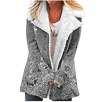 XUNRYAN Winter Jackets for Women Faux-Fur Coat Long Sleeve Sherpa Fleece Jacket Vintage Floral Outwear 2023 Fashion Clothes