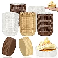 150 Pack Disposable Round Cupcake Liners Paper Baking Cups Natural Cupcake Wrappers Cupcake Liners Paper Microwave Oven Safe Paper Bakeware Paper Mold for Snacks Cakes (Multicolor)