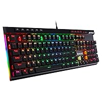 Redragon K580 VATA RGB LED Backlit Mechanical Gaming Keyboard with Macro Keys & Dedicated Media Controls, Hot-Swappable Socket, Onboard Macro Recording (Blue Switches)