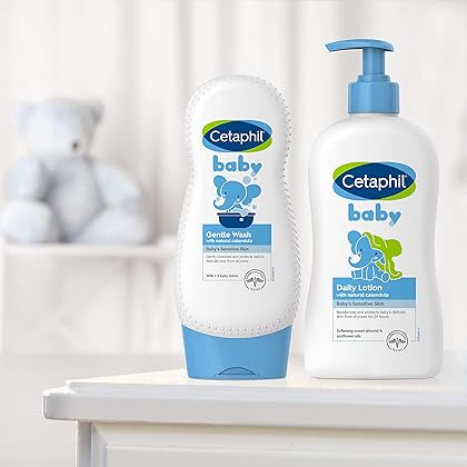 Cetaphil Baby Body Wash with Half Baby Lotion, Gentle Wash with Organic Calendula, Soothes Dry, Sensitive Skin for Everyday Use, Gentle Fragrance, Soap Free, Hypoallergenic, 7.8oz