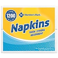 Member's Mark 1-Ply Everyday White Napkins 11.4 x 12.5 (300 napkins x 4 packs = 1200 total napkins)