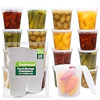Freshware Food Storage Containers 24 oz Plastic Deli Containers with Lids, Slime, Soup, Meal Prep Containers, BPA Free, Stackable, Leakproof, Microwave/Dishwasher/Freezer Safe, 48 count (pack of 1)