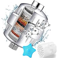 15 Stage Shower Filter with Vitamin C for Hard Water - Water Softener Shower Head Filter with Replaceable Multi-Stage Filter Cartridge to Remove Chlorine, Heavy Metal