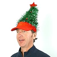 Tinsel Tree Visor Hat for Holiday Season | Fun Head Prop for Season's Theme Parties, Annual Holidays, Christmas Dinners | Perfect Gag Gift for Friends & Family | One Size, Fit Most Heads