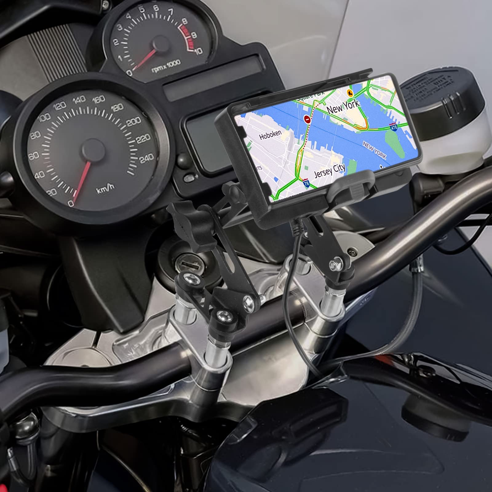 GUAIMI Motorcycle Phone Mount, Phone Holder with Adjustment for The Original Navigation Holder Compatible with R1200GS R1250GS F850GS F800GS S1000R R1200R -Black