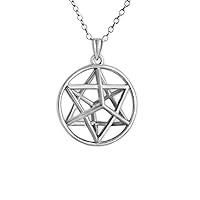 925 Sterling Silver 3D Star of David Jewish Religious Symbol Hexagram Geometric Shape Kabbalah Pendant Necklace Perfect Jewelry Gift