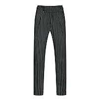 Lars Amadeus Striped Dress Pants for Men's Pleated Front Business Tapered Cropped Trousers