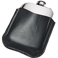 Plain Pewter Pocket Flask 4oz in Black Genuine Leather Pouch with Polished Finish Screw Top Perfect for Engraving Hip Flasks for Men Personalised