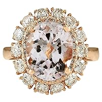 5.66 Carat Natural Pink Morganite and Diamond (F-G Color, VS1-VS2 Clarity) 14K Rose Gold Luxury Cocktail Ring for Women Exclusively Handcrafted in USA