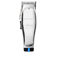 Andis 12470 Professional Master Corded/Cordless Hair & Beard Trimmer, Adjustable Carbon Steel Blade Hair Clipper for Close Cutting, Chrome, Silver - 5 Piece Set