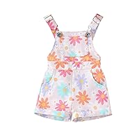 Ayalinggo Toddler Baby Girl Clothes Floral Overalls Shorts Pocket Suspender Romper Jumpsuit Cute Summer Clothing Outfit