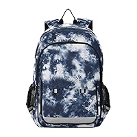 ALAZA Shibori Tie Dye Batik Navy Blue Laptop Backpack Purse for Women Men Travel Bag Casual Daypack with Compartment & Multiple Pockets