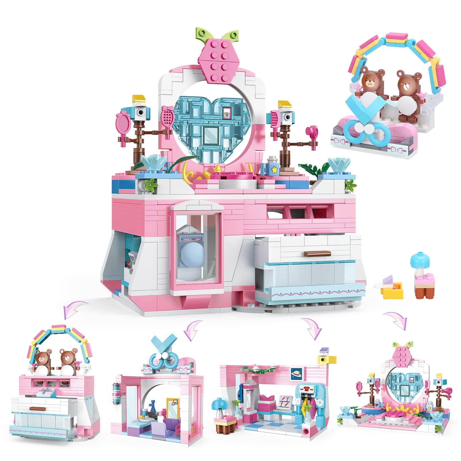 Mua BRICK STORY Girls Building Blocks Toys, 653 Pieces Creator 4in1 Pink  Jewelry Box Building Kit, Friends Hair Salon City Sets, Educational Gift  for Girls Age 6-12 and up trên Amazon Mỹ