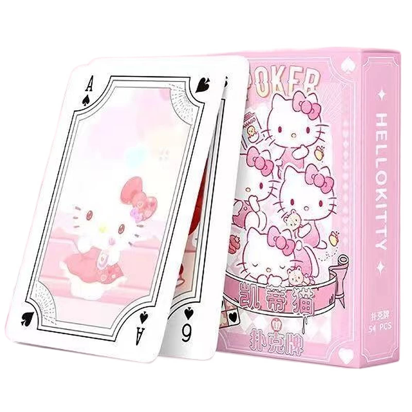 Oxsioeih 54 Pcs Kawaii Playing Cards for Card Games Poker Cards Cute Cartoons Deck of Cards Table Game Cards 3.5in × 2.4in