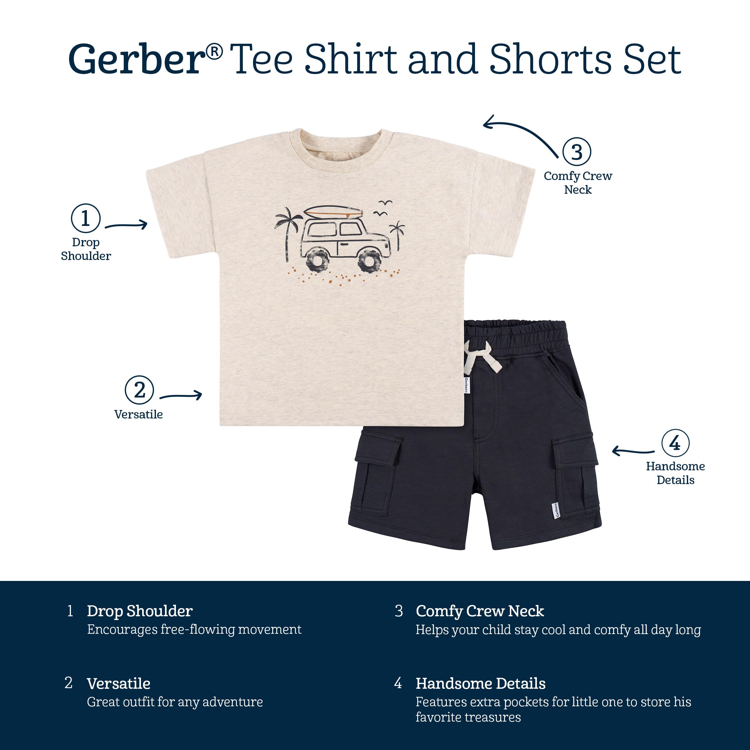 Gerber baby-boys Toddler T-shirt and Shorts Set2-Piece T-Shirt and Short Set