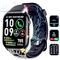 2024 Newest 2.0'' HD Eyes Protect Smart Watch for Men Women (Answer/Call),Alexa Built-int,100+ Sport Modes,24/7 Health Monitoring,Fitness Tracking,Compatible Android iOS (‎Black)