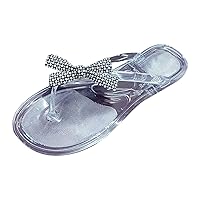 Slipper Booties for Women Indoor Pearl Bow Fashion Flat Bottom Comfortable Non Slip Large Beach Versatile New for